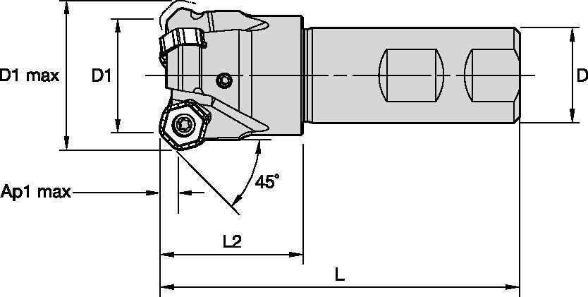 Face milling cutter for multiple materials