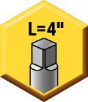 Zylinderschaft mit Vierkantmitnahme: L=4"