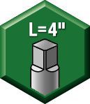 Haste quadrada: L=4"