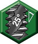 Angle d'hélice : 25°