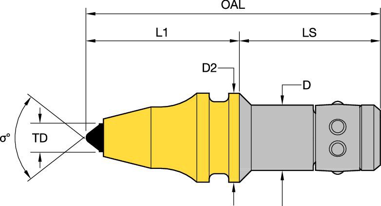 Rotating Tungsten Carbide Pick • 19mm (.74 in) Shank