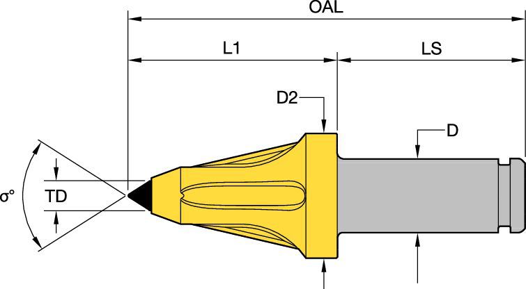 "30mm (1.18"") Shank Fin" Underground Mining - 6076225 - Kennametal