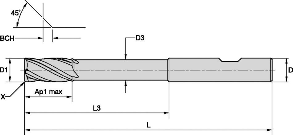 Серия 47N6 • VariMill I™ • Увеличенная длина режущей части и занижение по диаметру