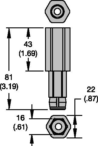 Mandril de punta de sistema hex. de 7/8" y rosca M16