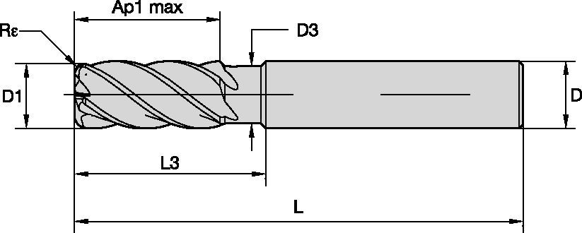 5VNE 5 Flute Inch Neck Solid End Milling - 5594901 - WIDIA