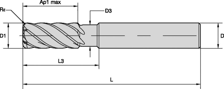 HARVI™ III Solid Carbide End Mill for High Feed Roughing and Finishing with Maximum Metal Removal Rates