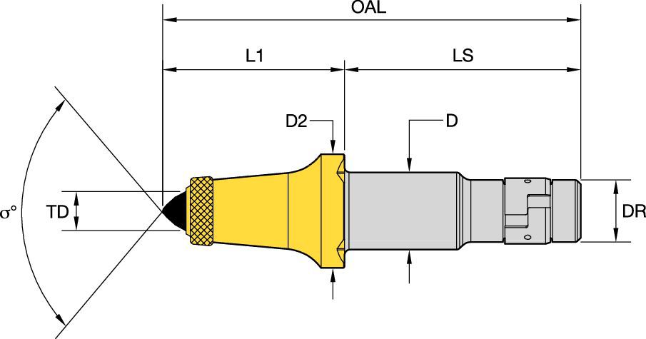 Haste escalonada de 43 mm (1,70") • Pesado