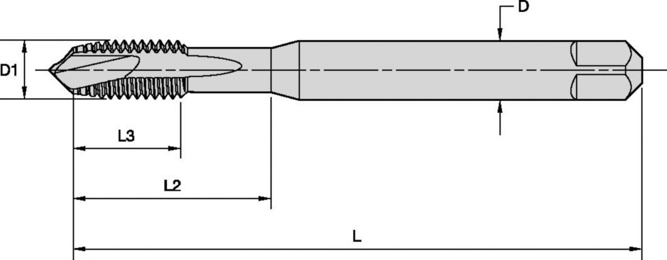 VT-SPO • Mittelschneider (Form&nbsp;B) • metrisch • DIN Länge, ANSI Schaft
