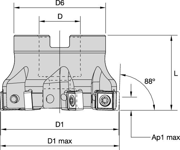 Face milling cutter for multiple materials.