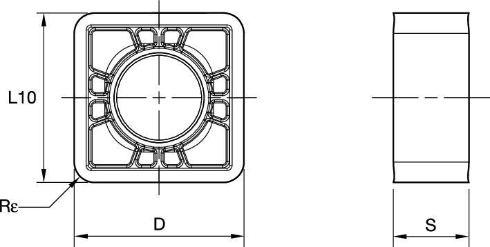 Face milling insert with eight cutting edges, precision ground.