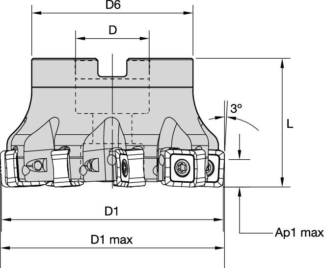 Face milling cutter for multiple materials.