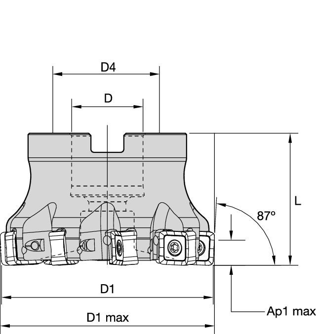 Face milling cutter for multiple materials.