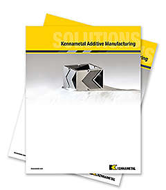 Two Kennametal additive manufacturing brochure covers stacked