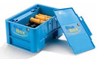 Blue shipping box