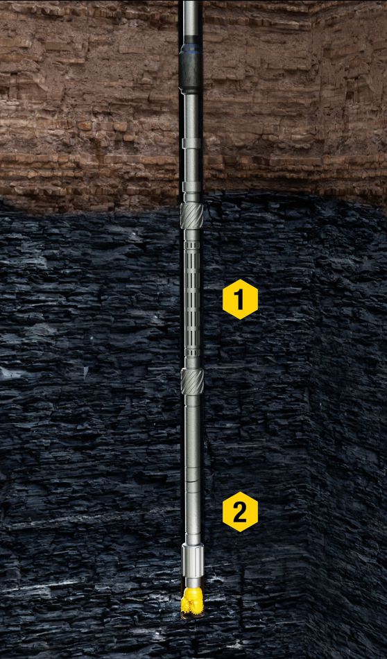 Kennametal Drill String Diagram with #1 and #2 Labels
