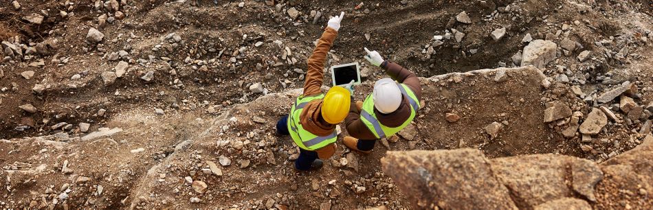 Two Consturction Workers from above