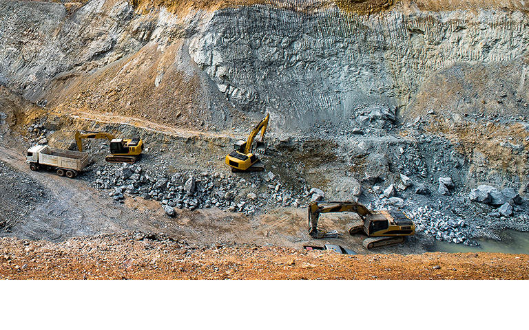 Mining Equipment on Hillside Banner