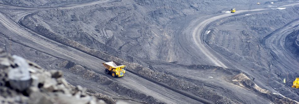 Truck Driving Through a Mine