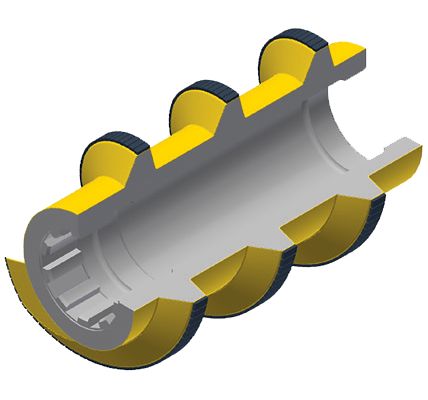 Screw Segment with WC Cladding and Tiles