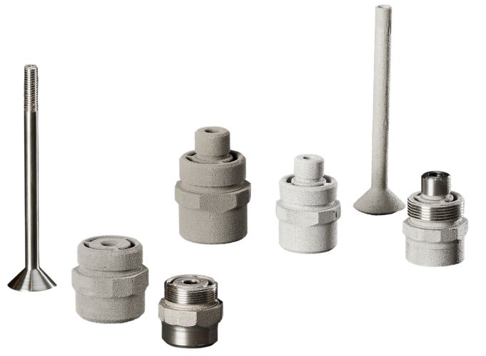 Components additively manufactured by Kennametal using Stellite 6-AM-K material for IMI Critical Engineering spray nozzle application.