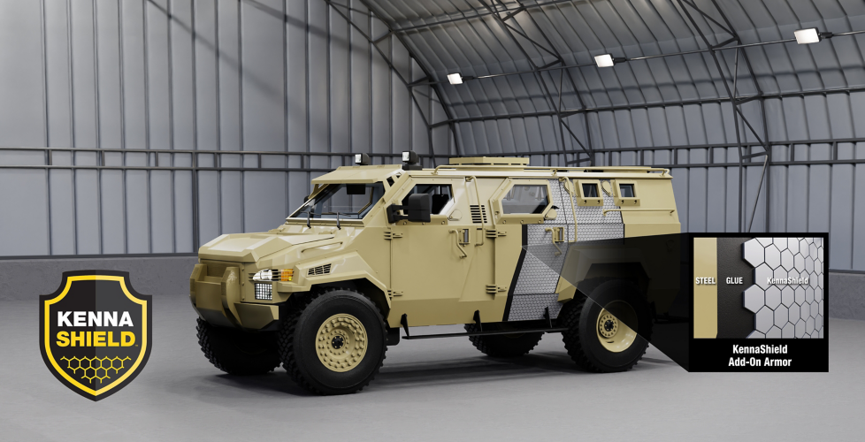 Armor Vehicle with KennaShield Logo and Add On Armor Call Out