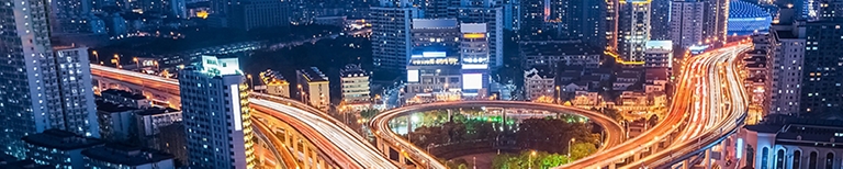 City with Cars at Night Skinny Banner