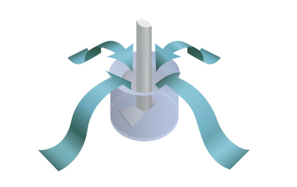 Graphic displaying powder mixing in the conforma clad process