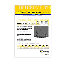 Delcrome 316/316L Alloy Data Sheet Cover