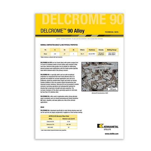 Delcrome 90 Alloy Data Sheet Cover