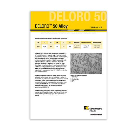 Deloro 50 Alloy Data Sheet Cover