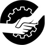 Shaking hands with gear icon
