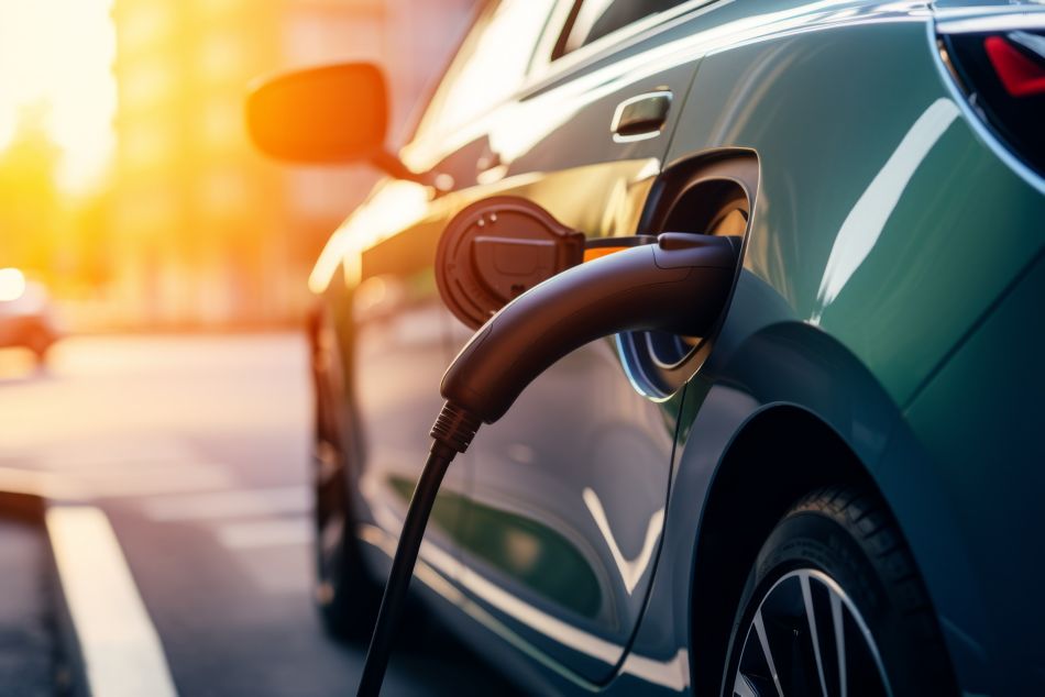 Electric vehicle at charging station