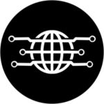 Global Application Support Icon - Globe with circuits icon