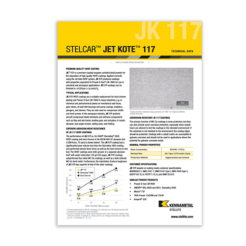 Jet Kote 117 Data Sheet Cover