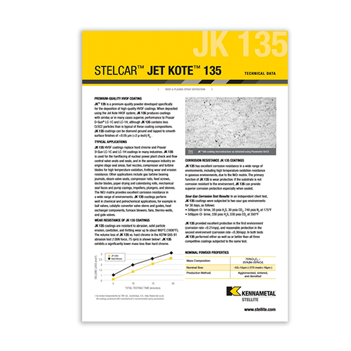 Jet Kote 135 Data Sheet Cover