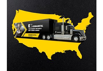 Kennametal Road Show truck with a United States map