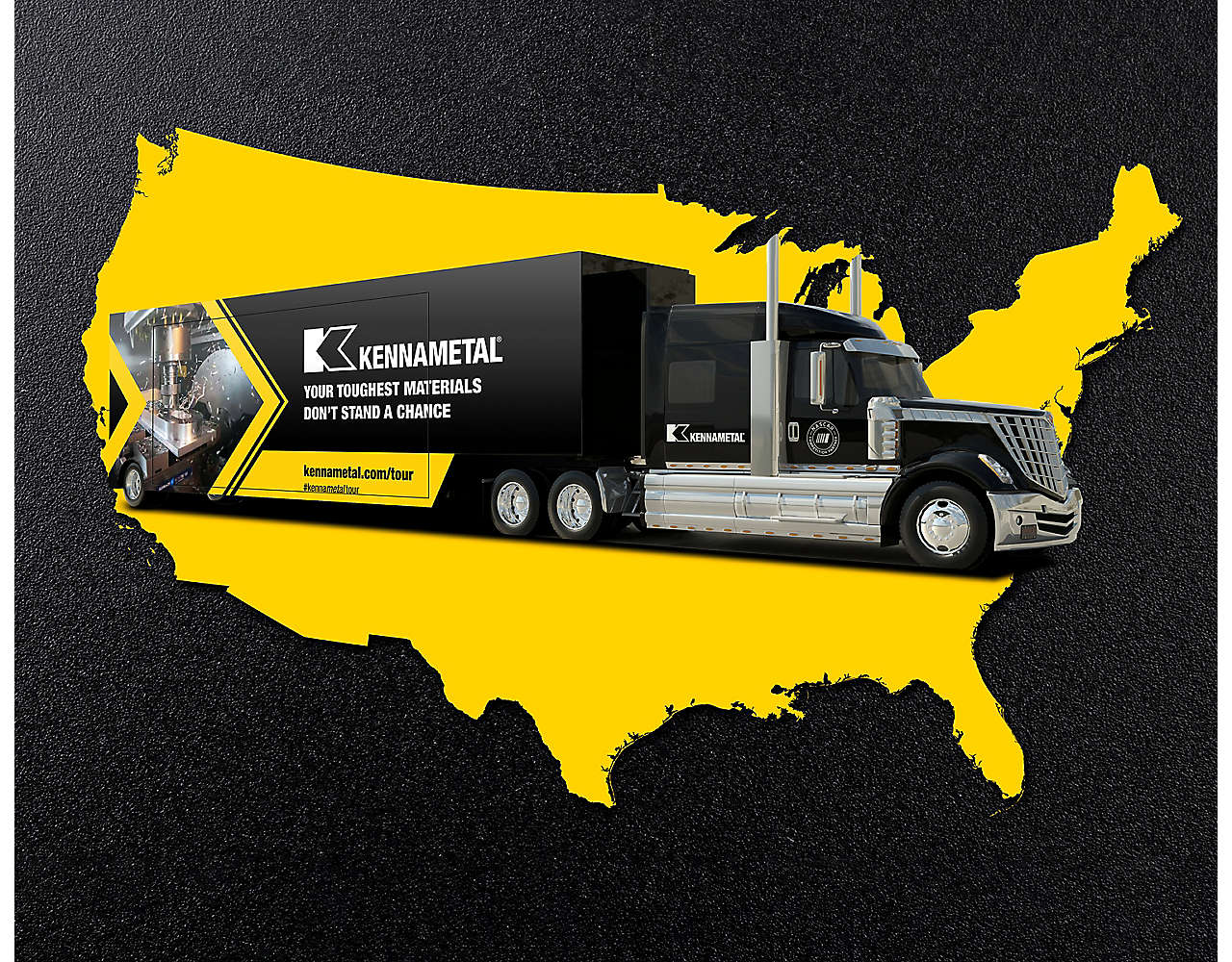 Kennametal Road Show truck with a United States map