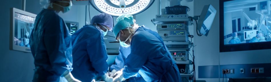 Medical Team Performing Surgical Operation in Modern Operating Room Banner