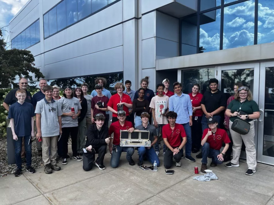 Group of students learning at Kennametal MFG Day