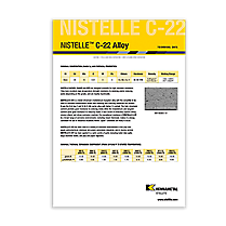 Nistelle C-22 Alloy Data Sheet Cover