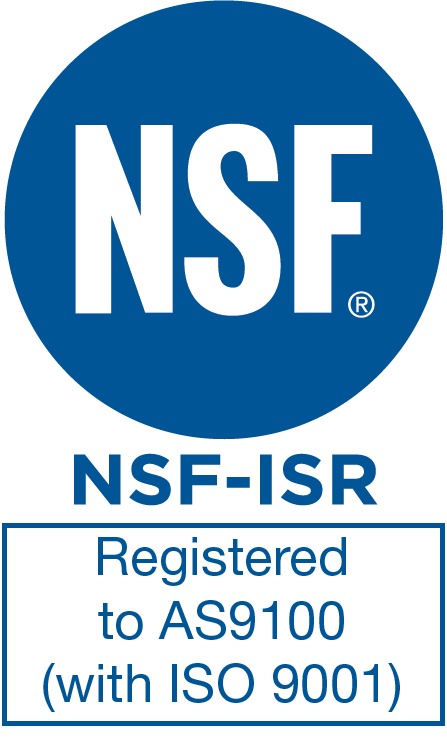 NSF-ISR Registerted to AS9100 (with ISO 9001) Logo