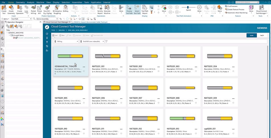 Siemens NX CAM Tool Library