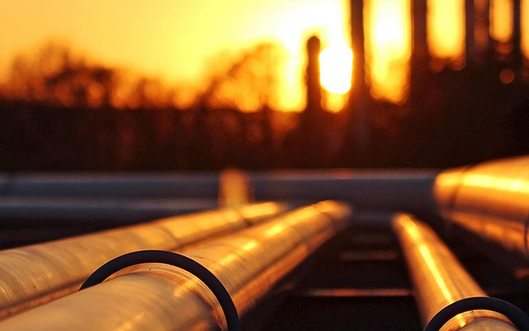 Pipes with Sunset Banner