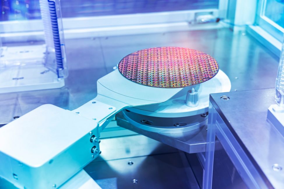Single Crystal Growth - Silicon Wafers and Microcircuits with Automation system control application on automate robot arm