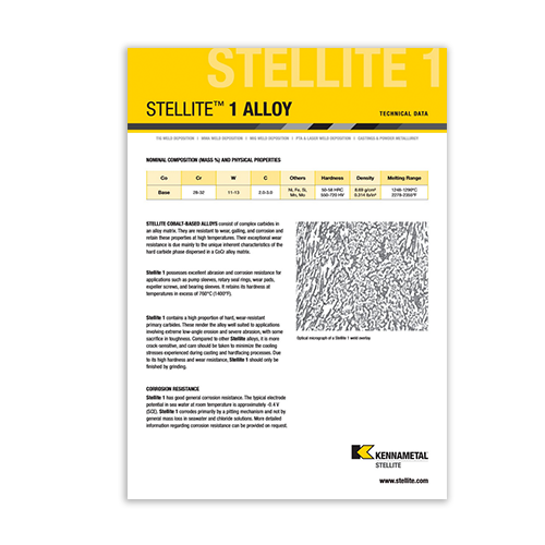 Stellite 1 Alloy Data Sheet Cover