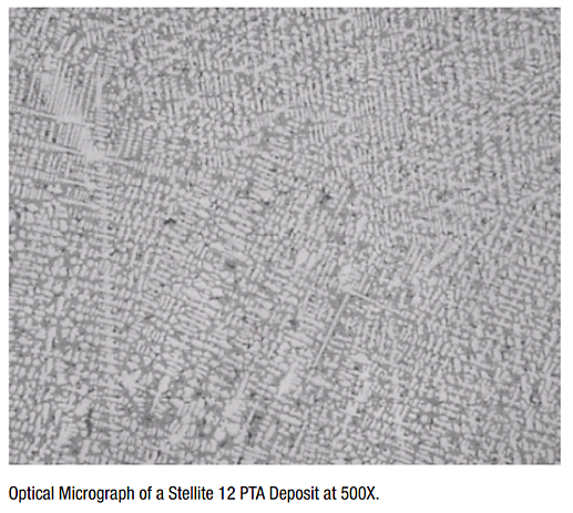Optical Micrograph of a Stellite 12 PTA Deposit at 500X