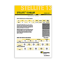 Stellite 13 Alloy Data Sheet Cover