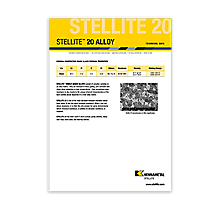 Stellite 20 Alloy Data Sheet Cover
