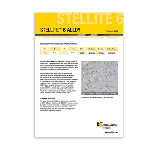 Stellite 6 Alloy Data Sheet Cover