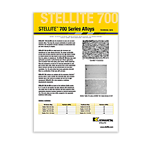 Stellite 700 Series Alloys Data Sheet Cover